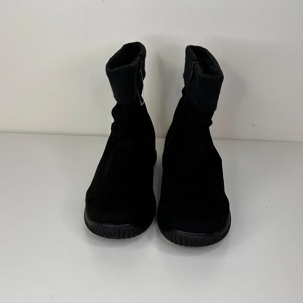 Drew Womens Black Ankle Boots With Fabric Upper & Manmade Balance Kalm Size 8.5W